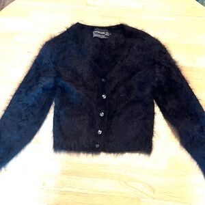 Carole Little Black Fuzzy Cardigan